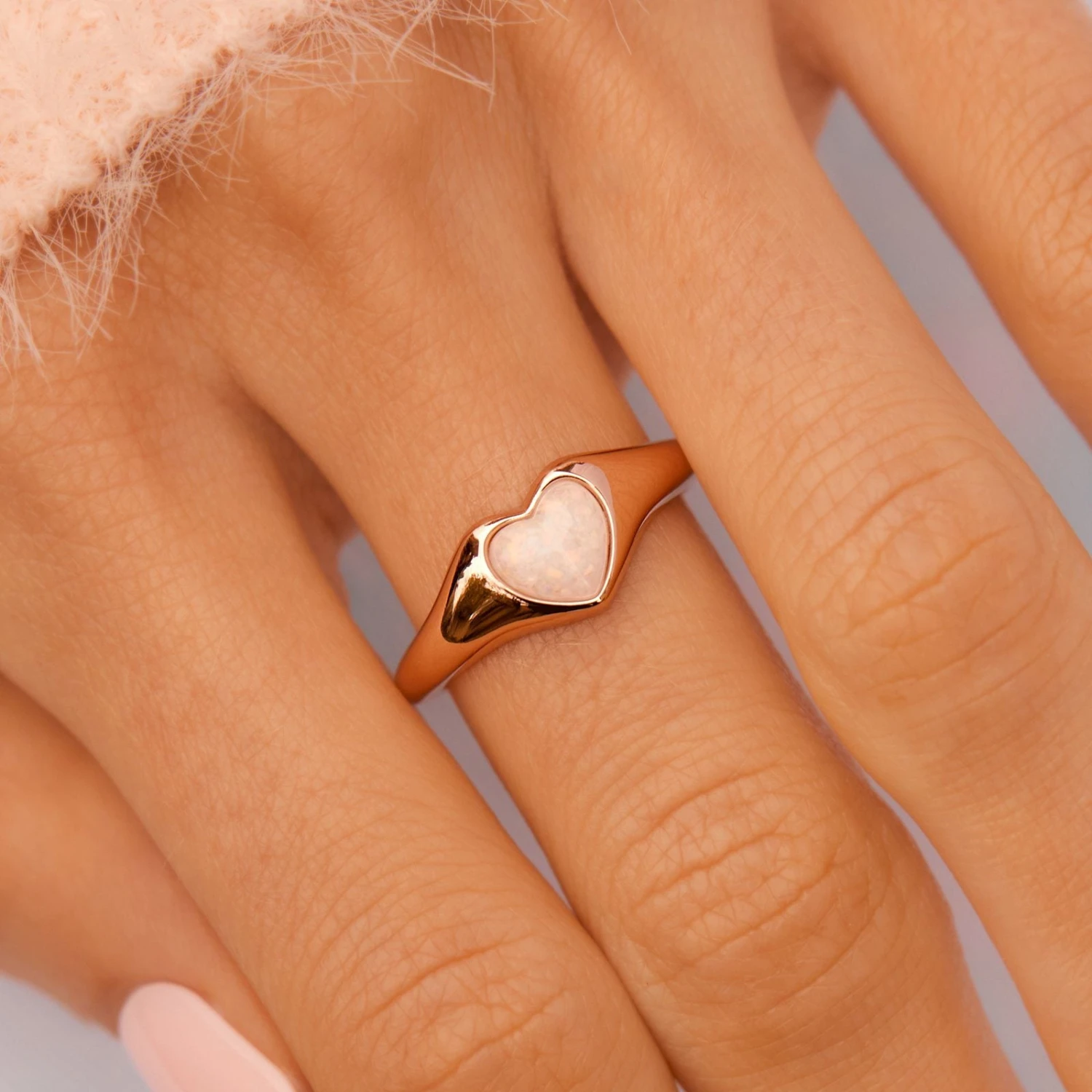 Stone Heart Signet Ring 3 Stone Heart Signet Ring - Image 3