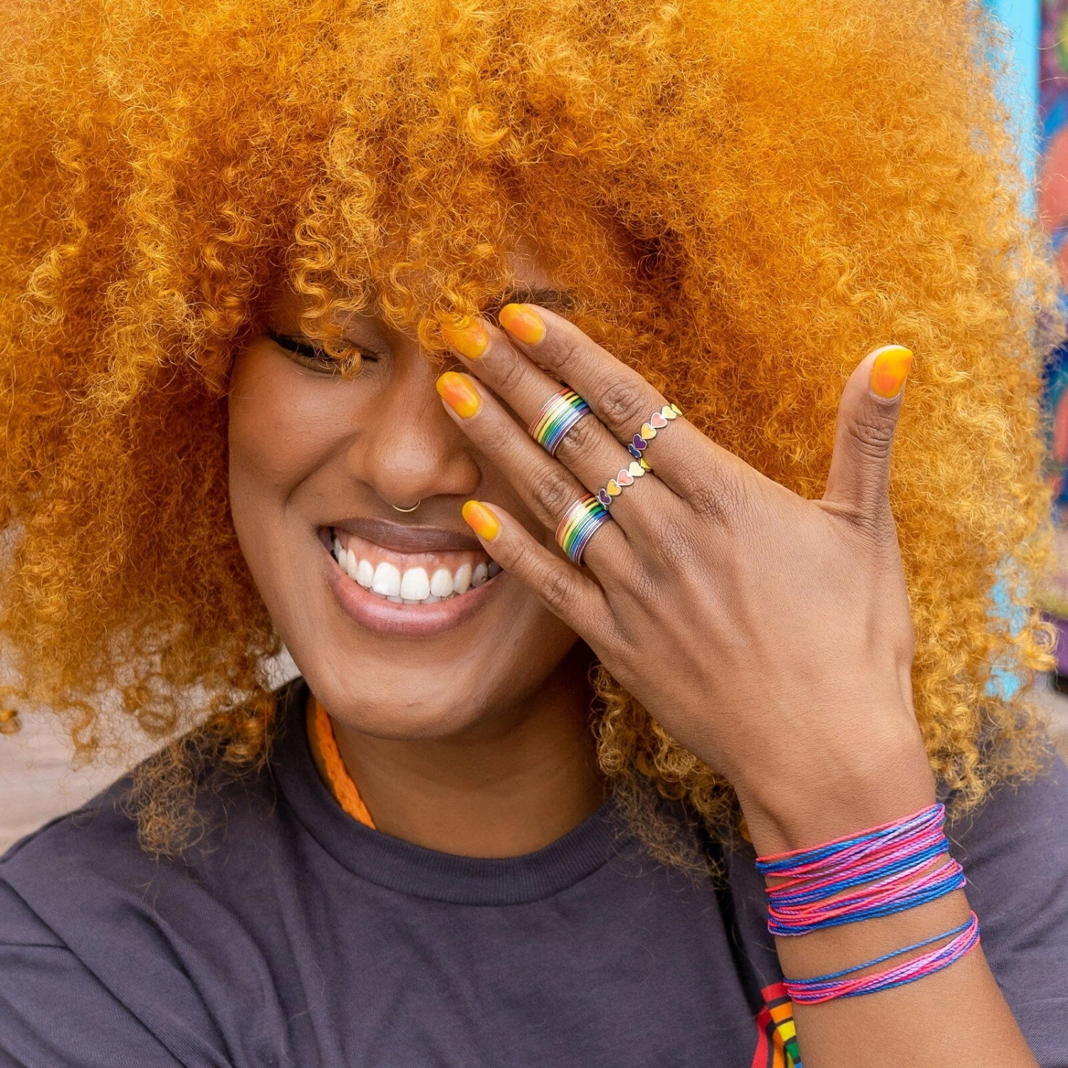 Rainbow Heart Band Ring 4 Rainbow Heart Band Ring - Image 4