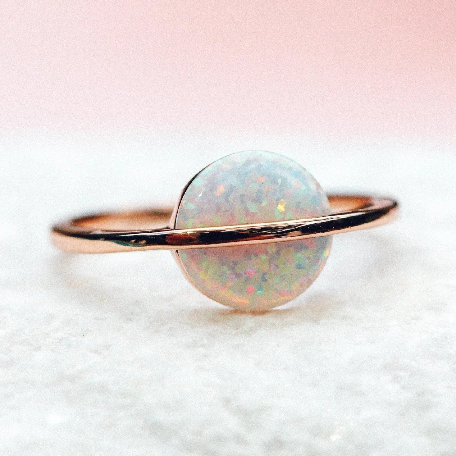 Rose Gold Opal Saturn Ring 4 Rose Gold Opal Saturn Ring - Image 4