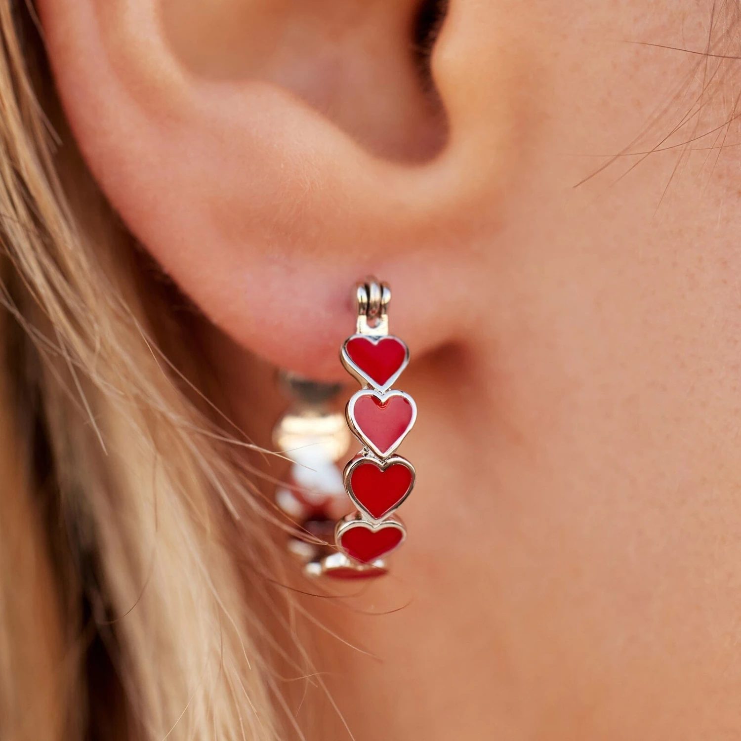 Love Hearts Hoop Earrings 3 Love Hearts Hoop Earrings - Image 3