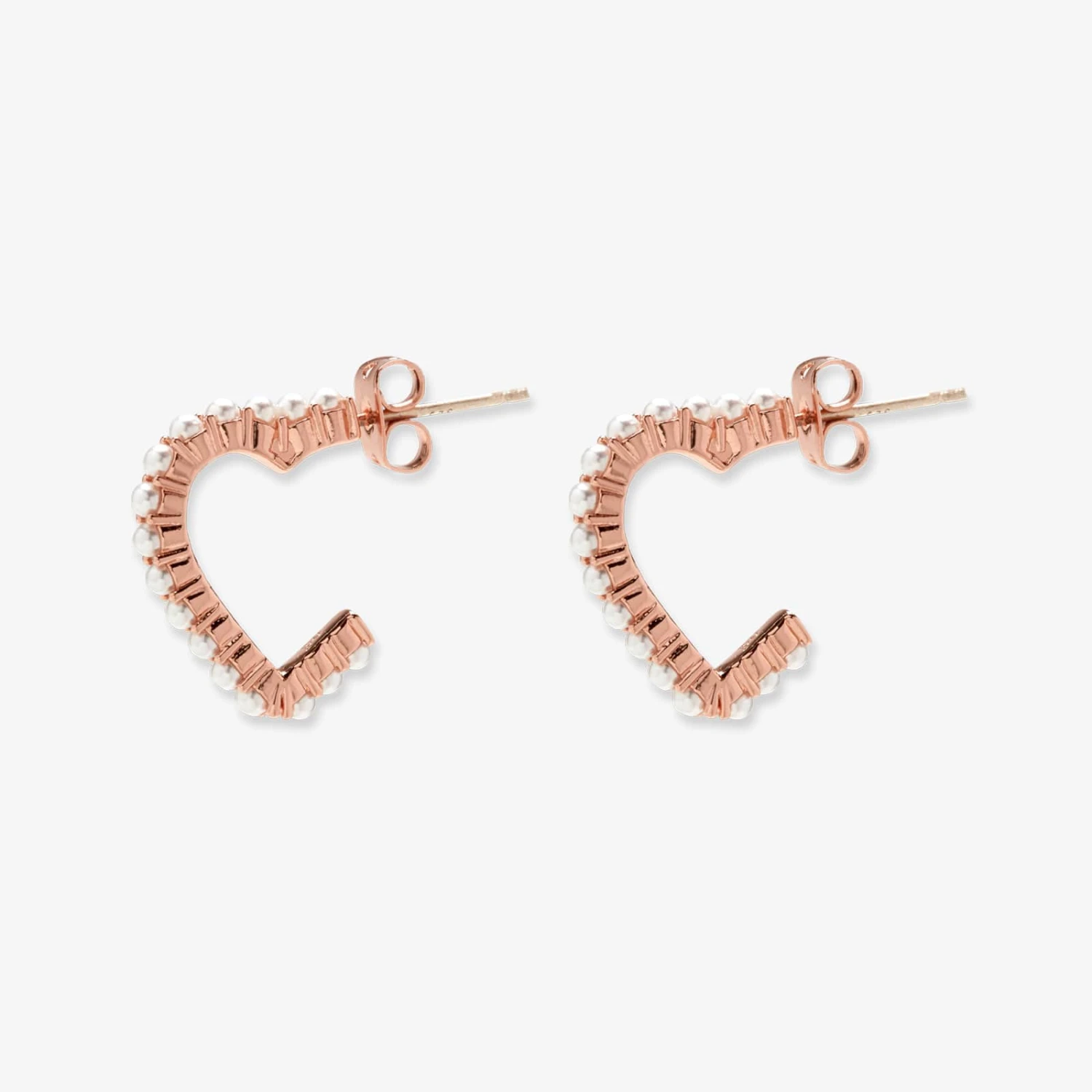 Pavé Pearl Heart Hoop Earrings 1 Pavé Pearl Heart Hoop Earrings