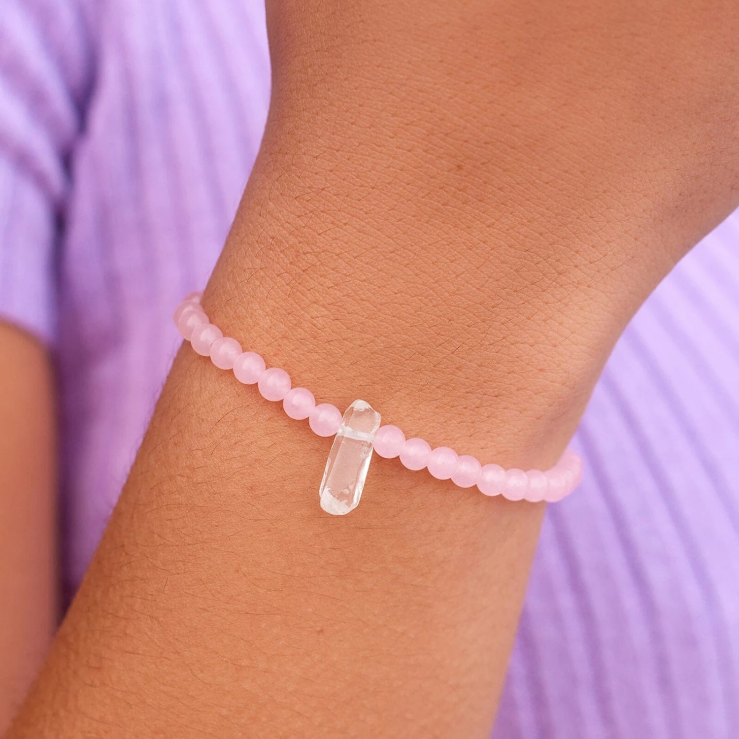 Rose Quartz Intention Stretch Bracelet 3 Rose Quartz Intention Stretch Bracelet - Image 3