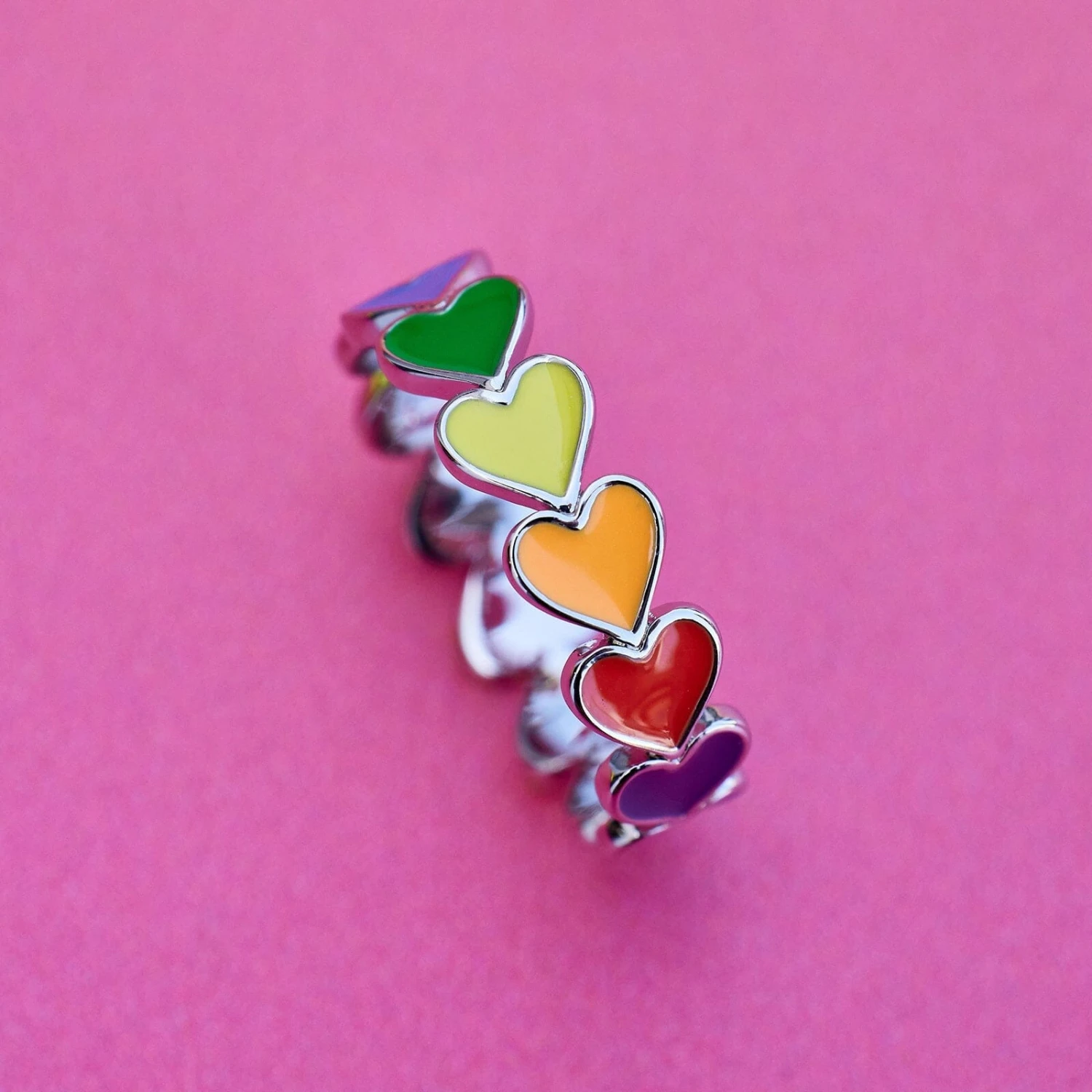 Rainbow Heart Band Ring 9 Rainbow Heart Band Ring - Image 9