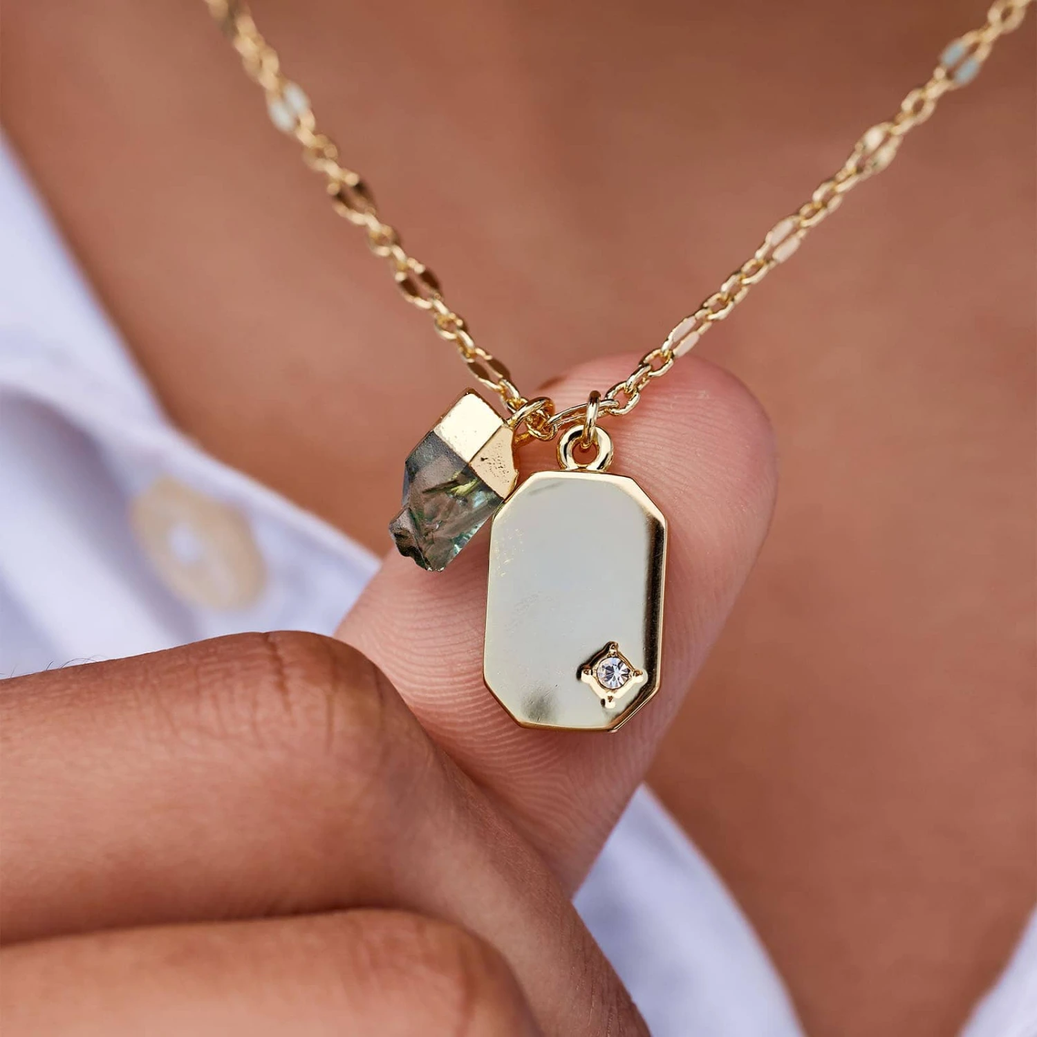 Emerald Quartz Pendant Necklace 2 Emerald Quartz Pendant Necklace - Image 2