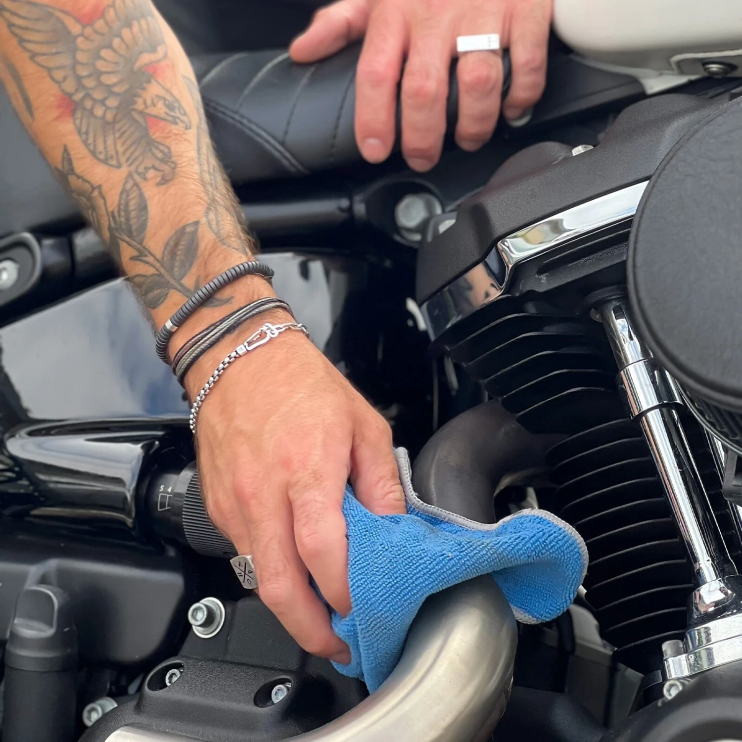 Men's Black Gunmetal Stone Bracelet 8 Men's Black Gunmetal Stone Bracelet - Image 8