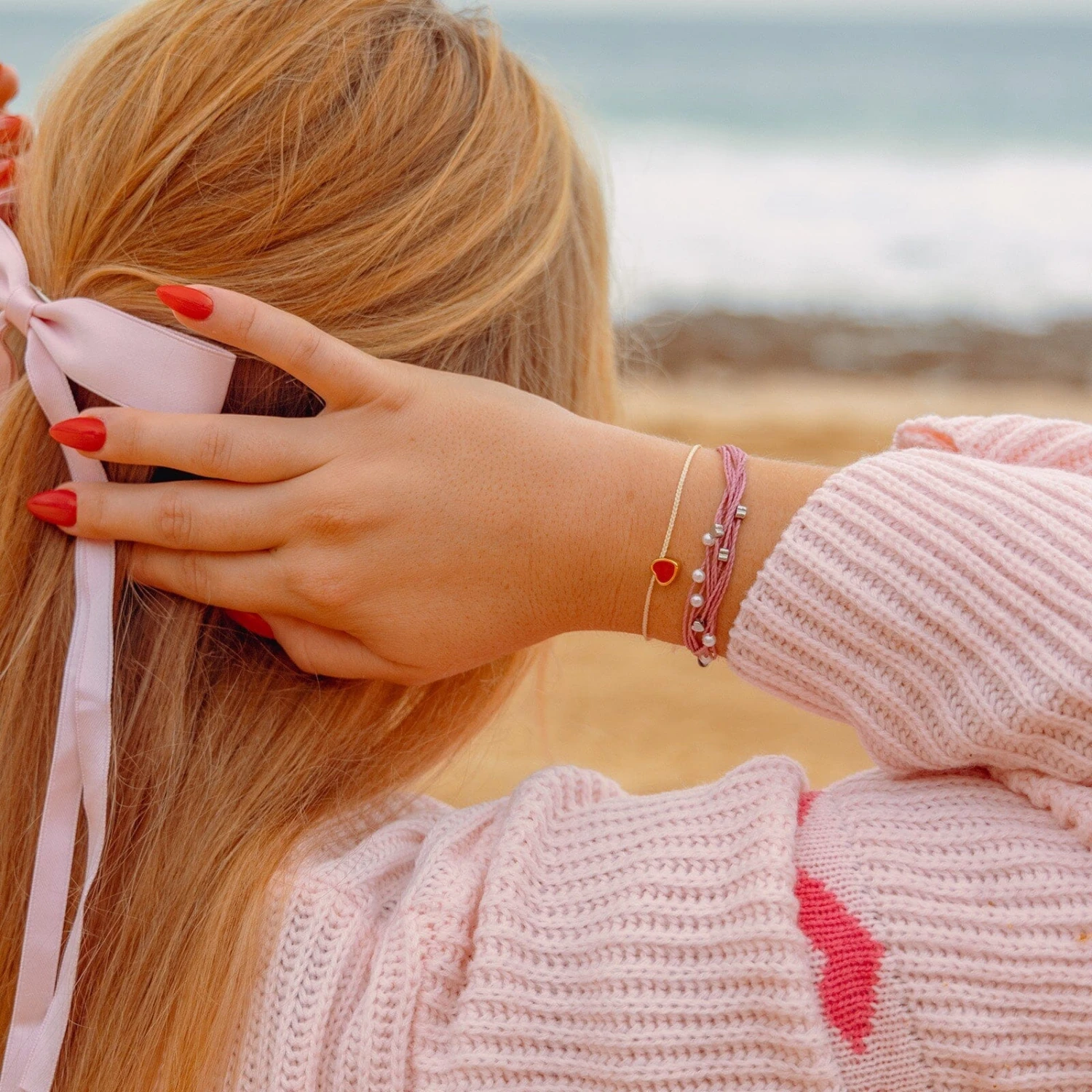 Heart Bead Gold Dainty Bracelet 14 Heart Bead Gold Dainty Bracelet - Image 14