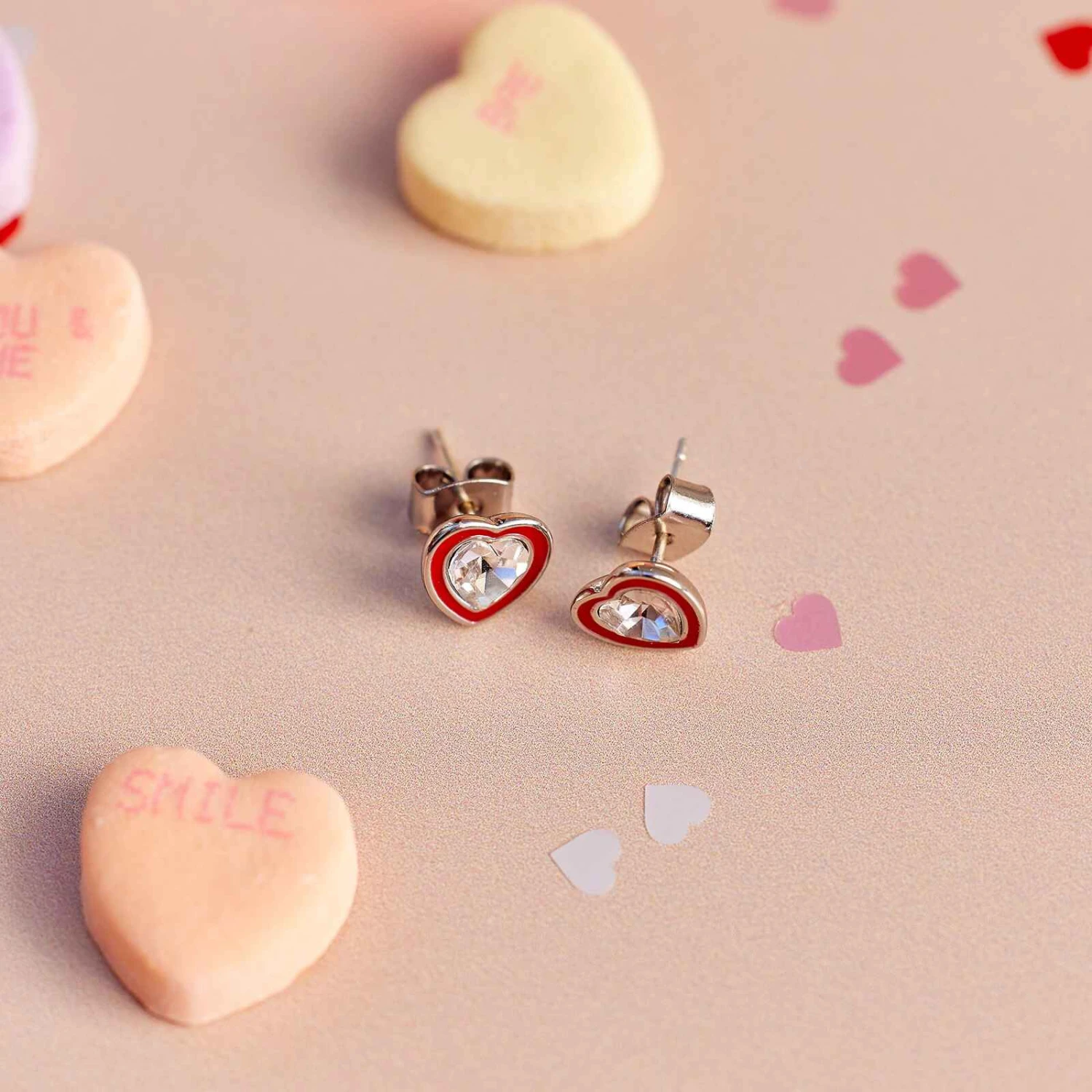 Stone & Enamel Heart Stud Earrings 4 Stone & Enamel Heart Stud Earrings - Image 4