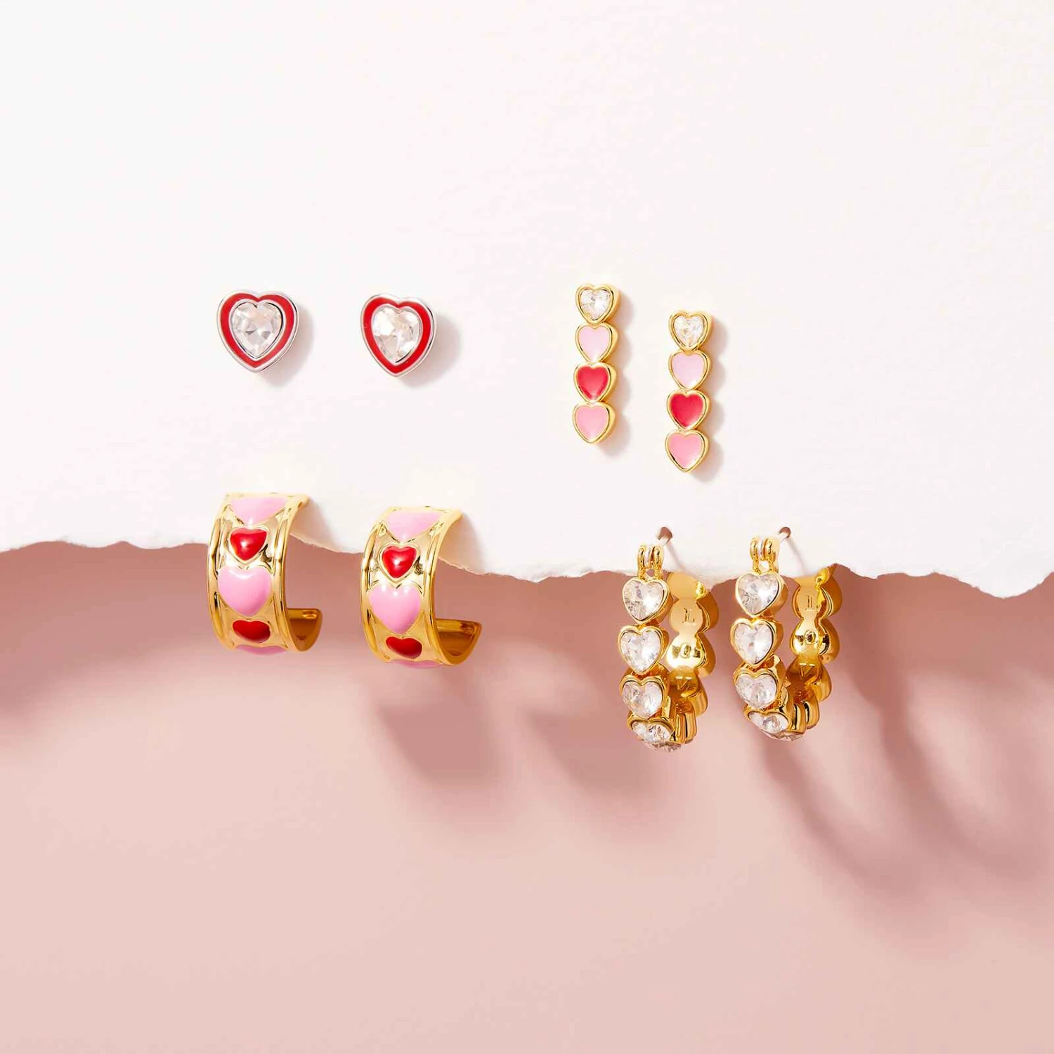 Stone & Enamel Heart Stud Earrings 5 Stone & Enamel Heart Stud Earrings - Image 5