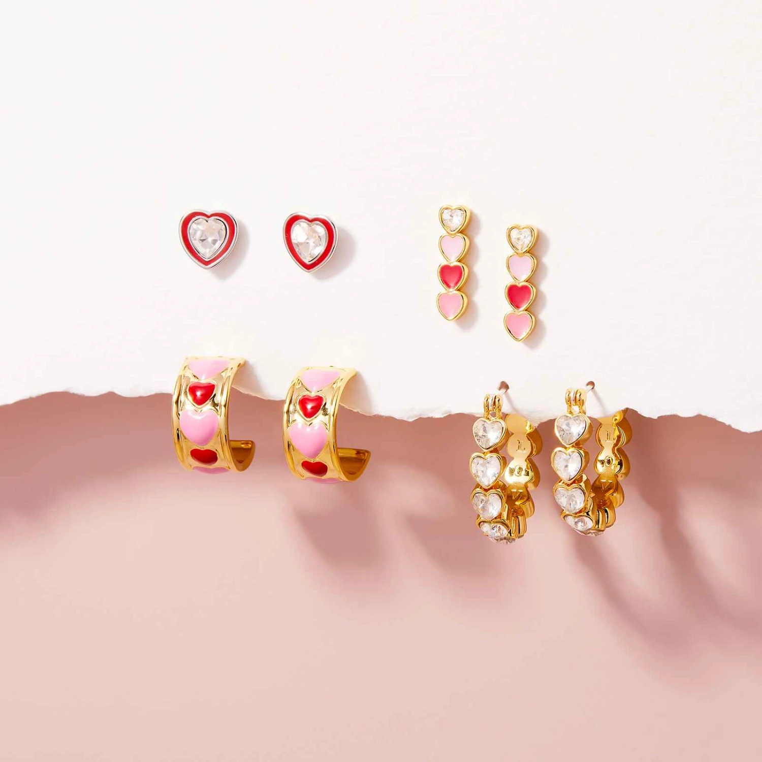 Stone Heart Hoop Earrings 6 Stone Heart Hoop Earrings - Image 6