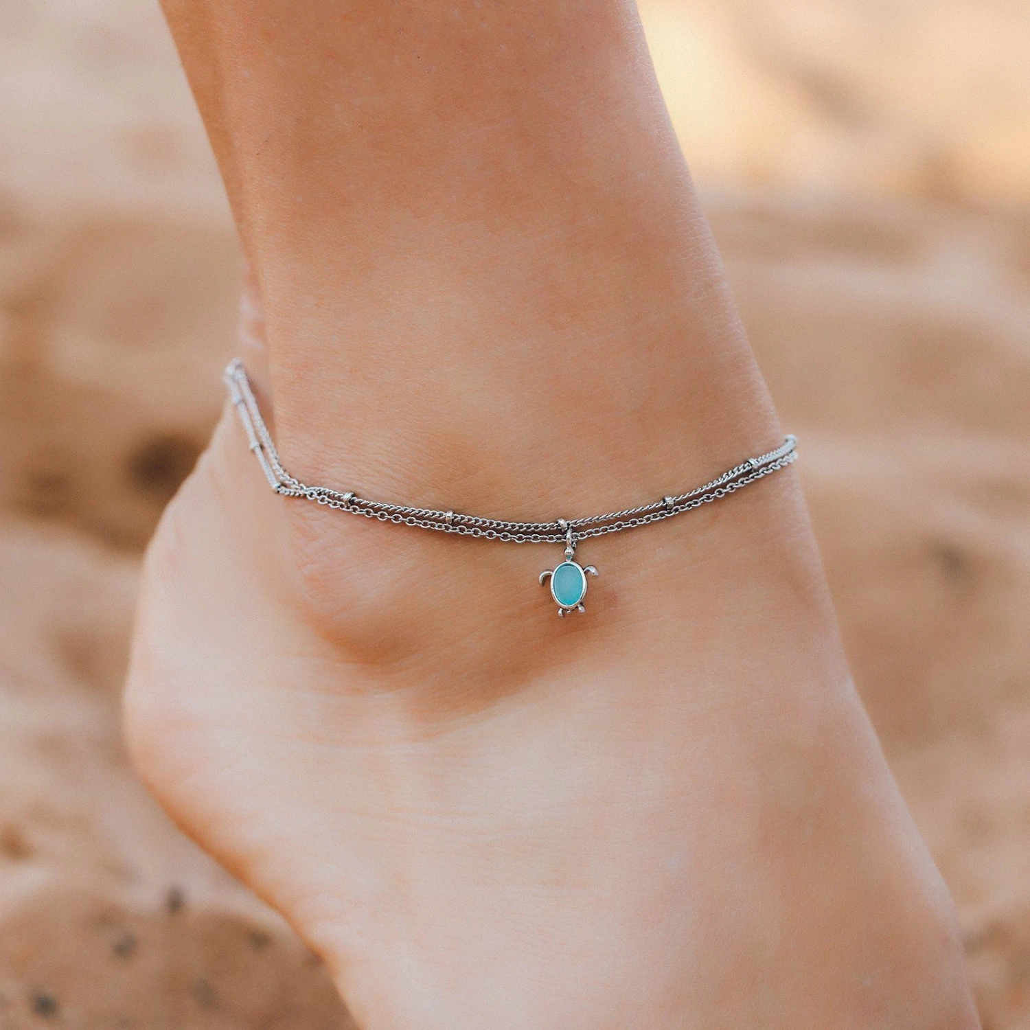 Double Chain Turtle Anklet 1 Double Chain Turtle Anklet