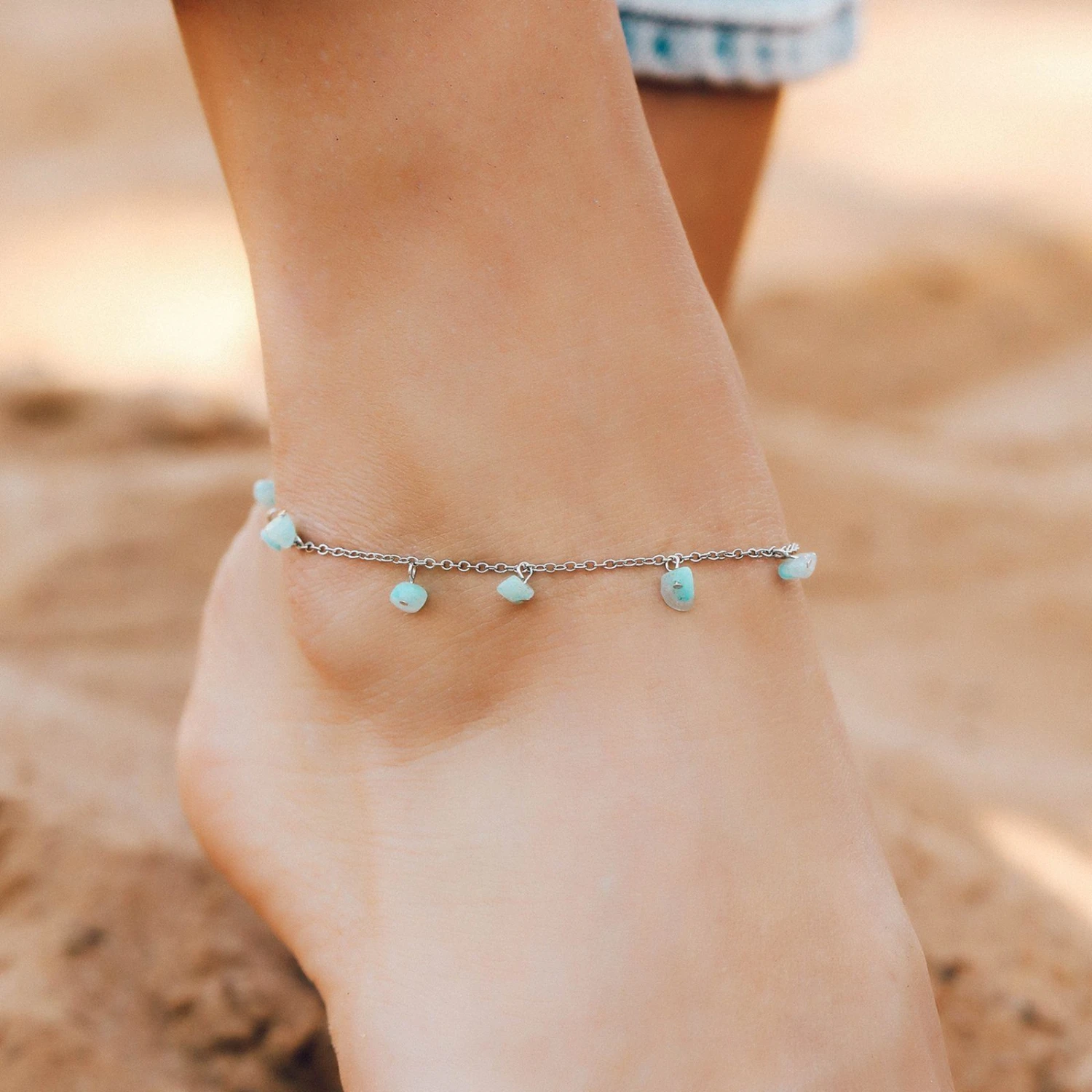 Dangling Gem Chain Anklet 2 Dangling Gem Chain Anklet - Image 2
