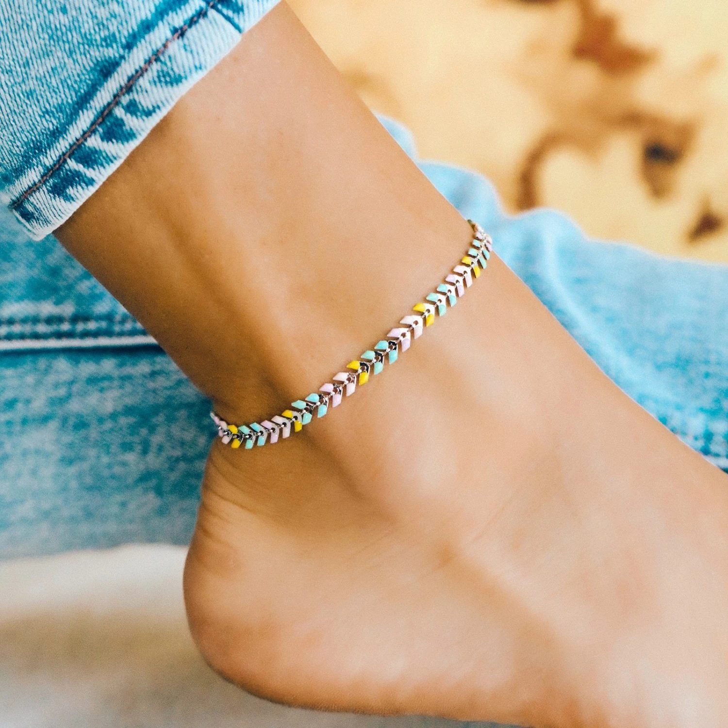 Rainbow Chevron Anklet 1 Rainbow Chevron Anklet