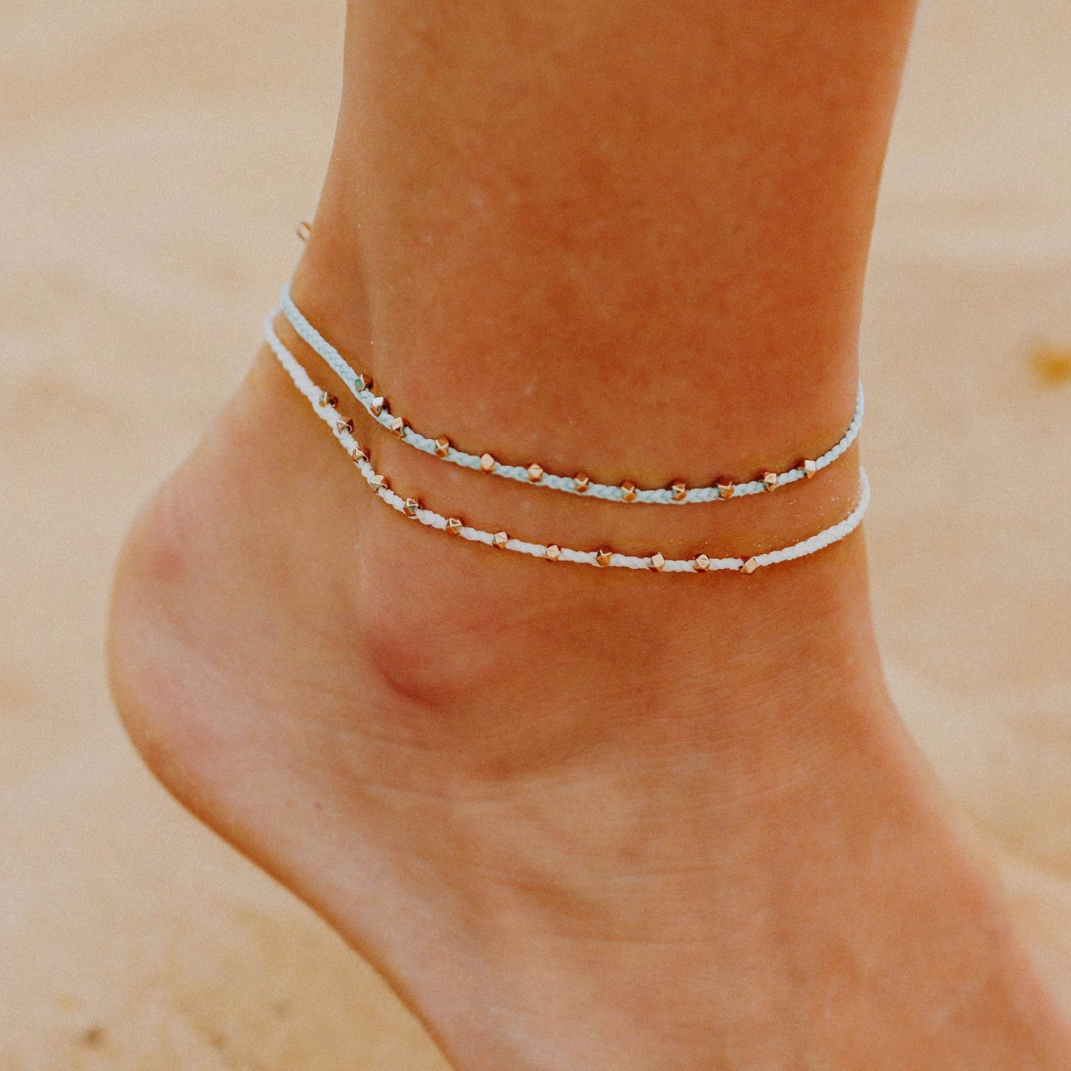 Rose Gold Stitched Beaded Anklet 5 Rose Gold Stitched Beaded Anklet - Image 5