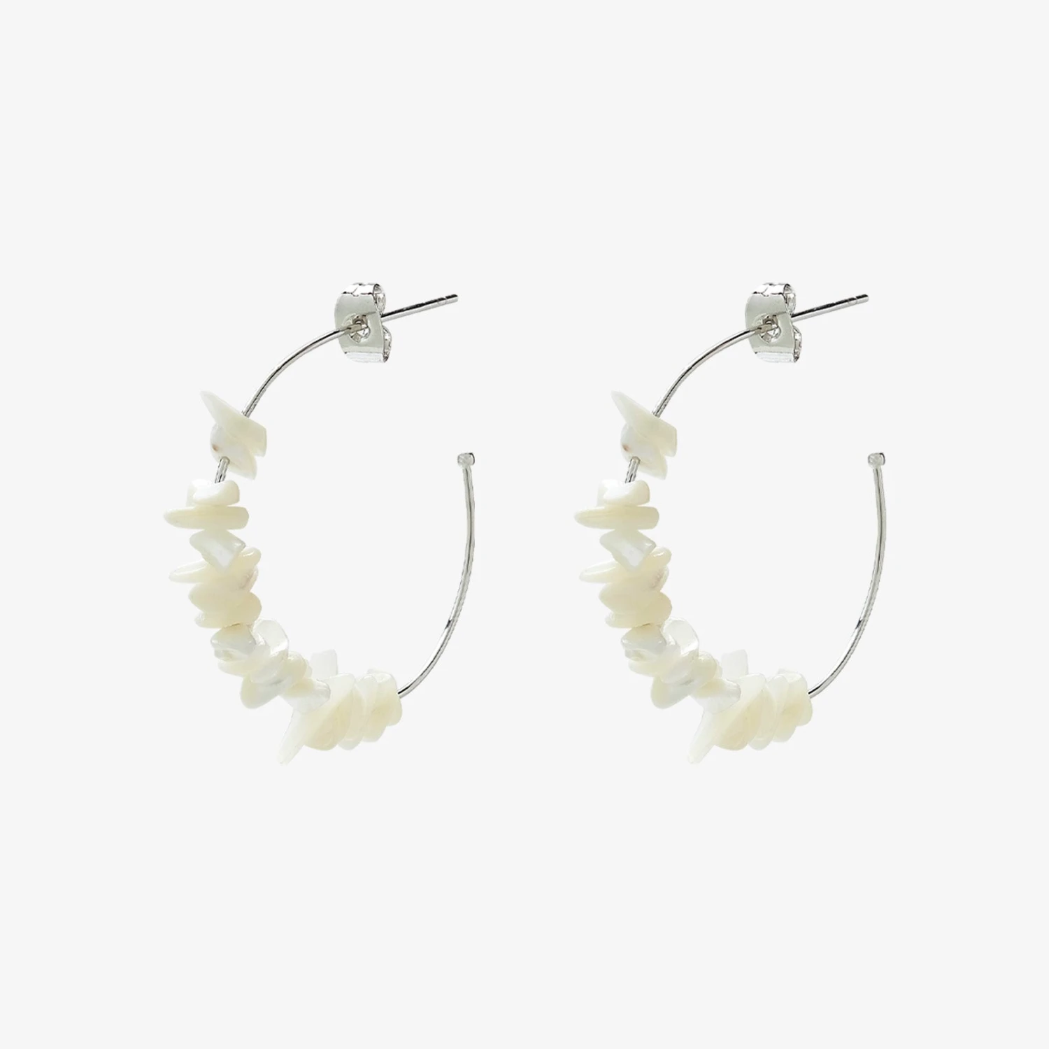 Mother Of Pearl Chip Hoop Earrings 2 Mother Of Pearl Chip Hoop Earrings - Image 2