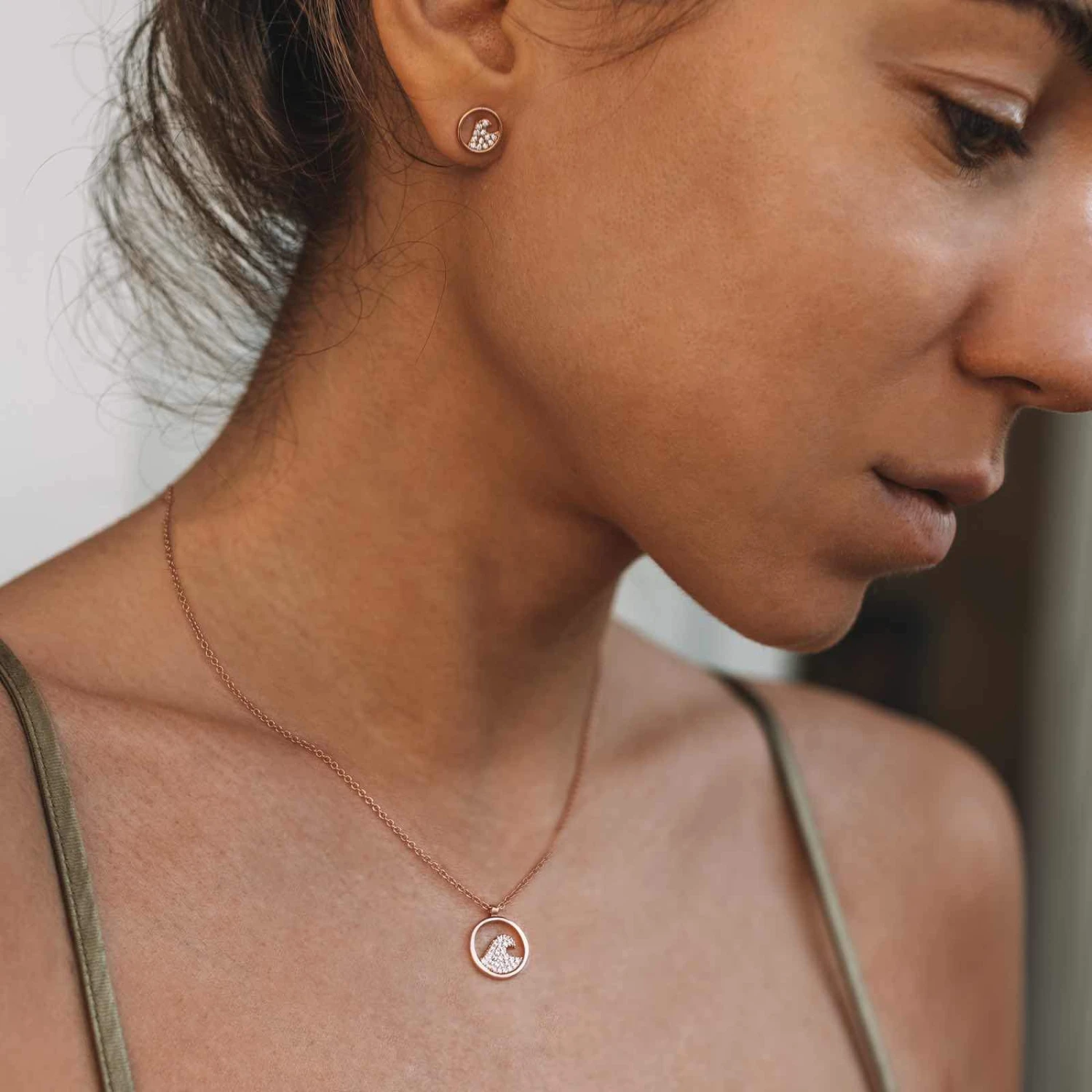 Pave Wave Necklace & Earring Set 3 Pave Wave Necklace & Earring Set - Image 3