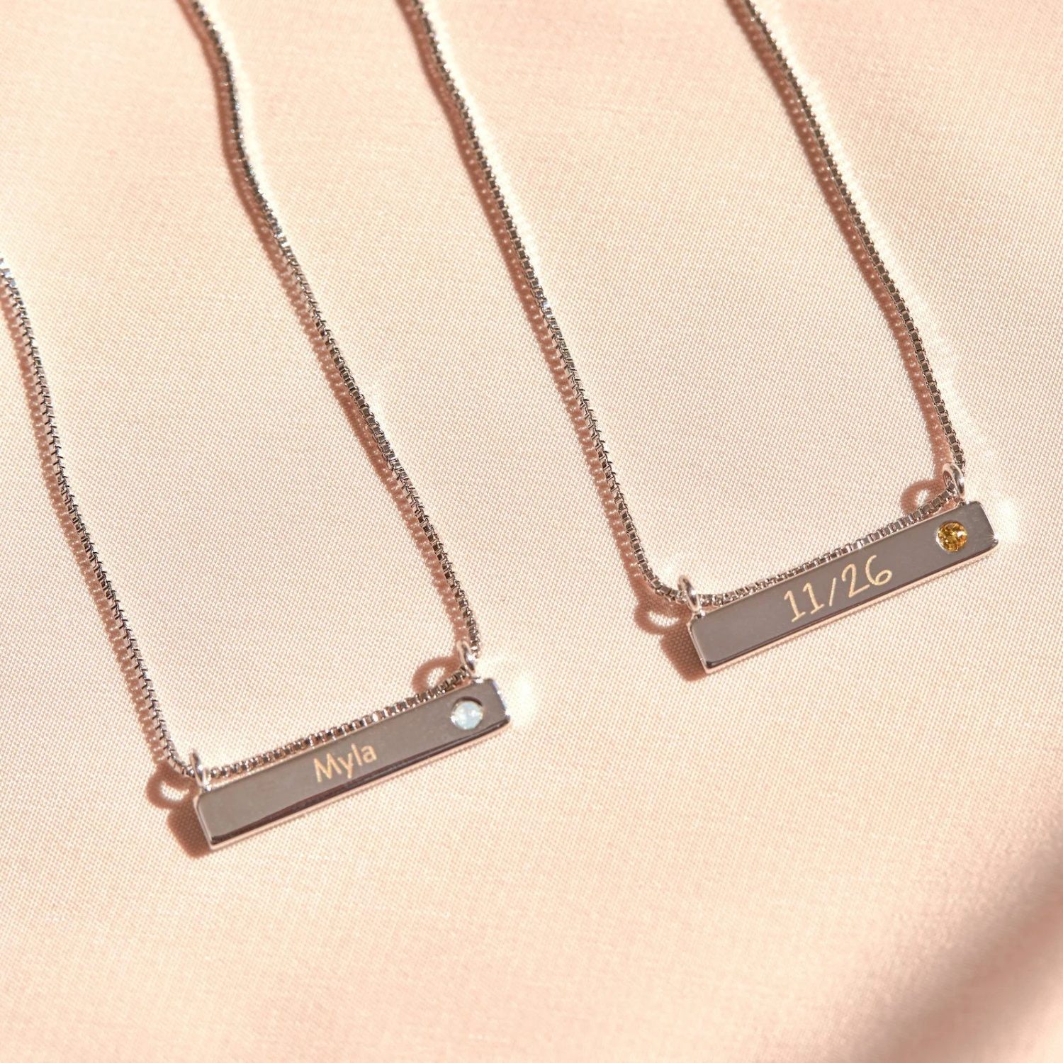 Engravable Bar Birthstone Necklace 7 Engravable Bar Birthstone Necklace - Image 7